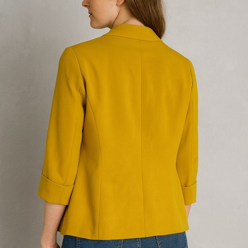 Kasper Women's Yellow Open Front Blazer - Picture 2 of 7